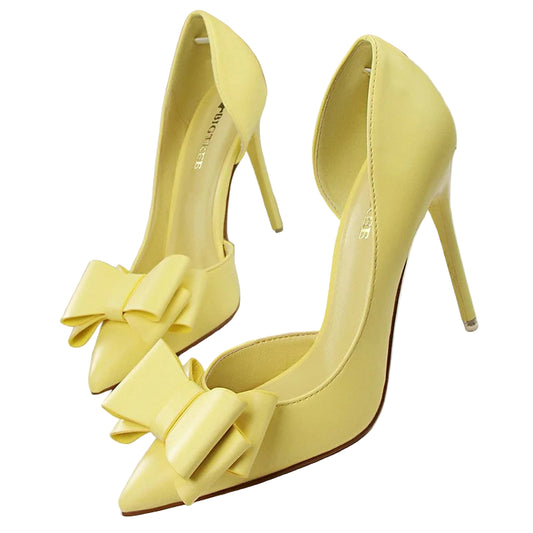 Leather Butterfly-knot High Heels