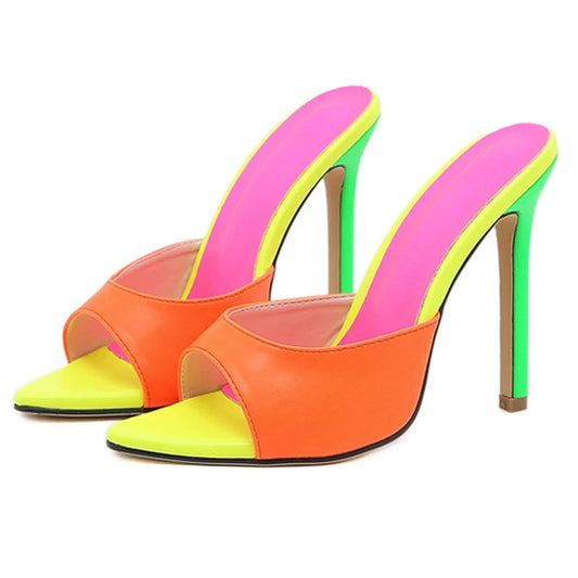 Elegant Orange High Heel Mules for Women