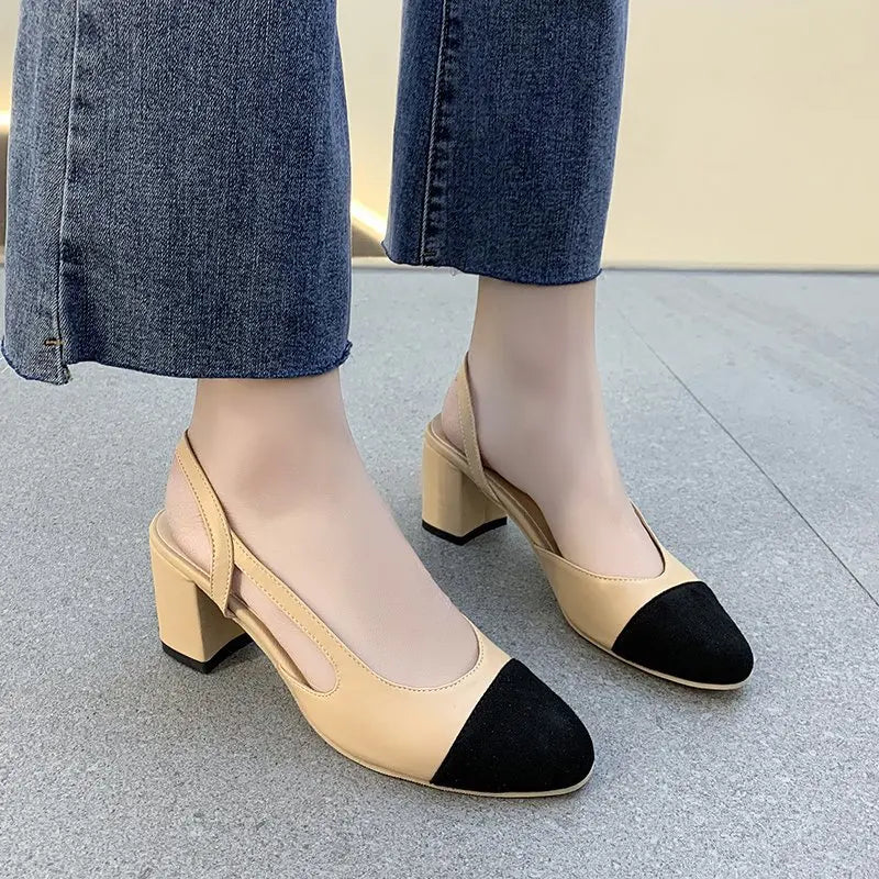 Fashion Square Mid Heel Shoes