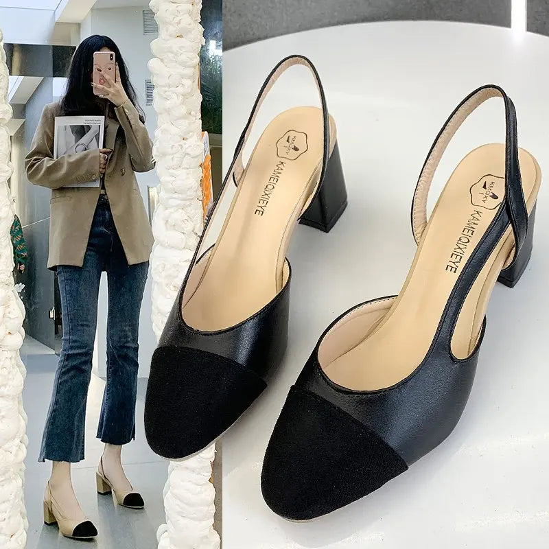 Fashion Square Mid Heel Shoes